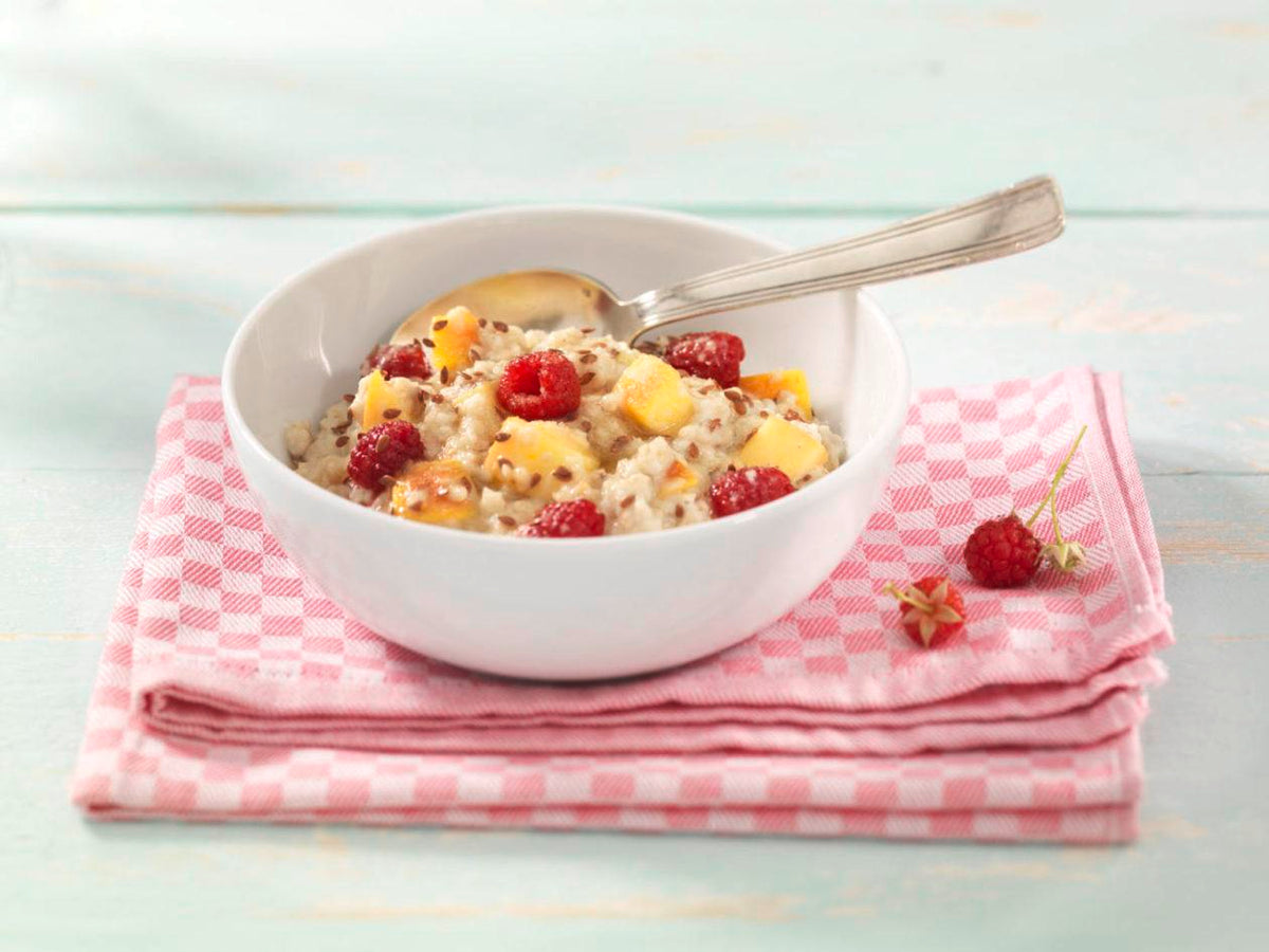 Porridge de nectarinas y frambuesas