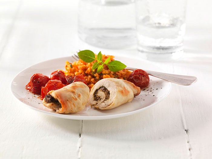 Rollo de pavo relleno con bulgur