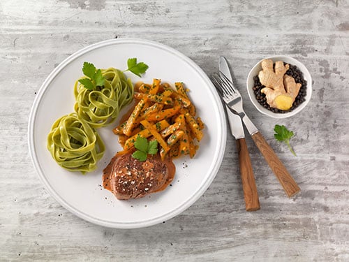 Filete de ternera con nabo caramelizado