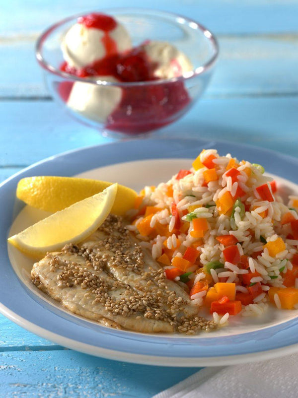 Schollenfilets met paprikarijst